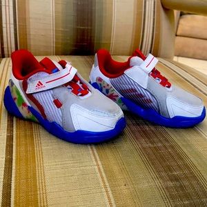 Red white and blue adidas size 8k
